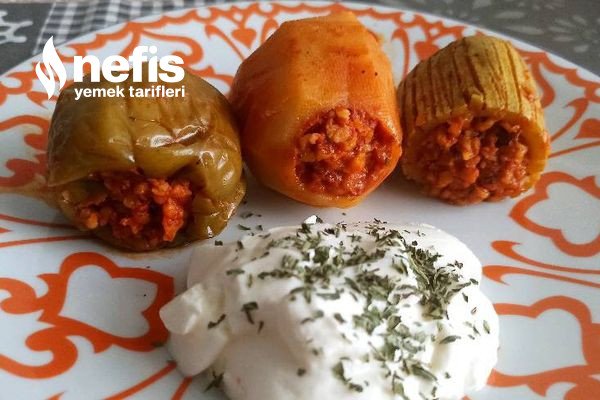 Zeytinyağlı Karışık Dolma (Kabak, Biber ve Patates)